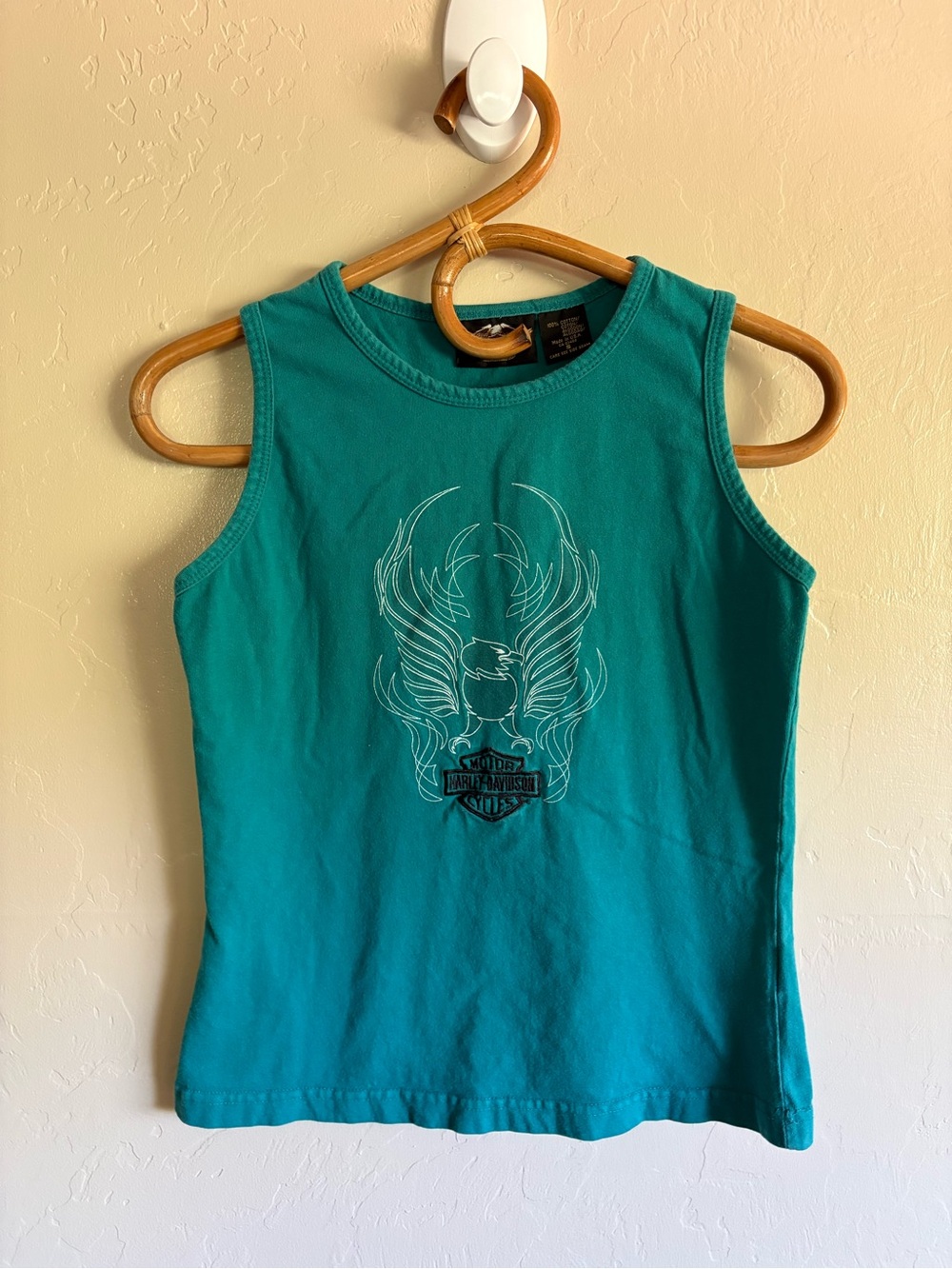 Vintage Harley Davidson Motorcycles Wing Pheonix Print Tank Top 100% Cotton S